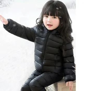 Otroci Nastavite Fantje Dekleta Kompleti Oblačil Zimske 2-5Year Hooded Dol Suknjič + Hlače Toplo Snega Toplo Otroci Oblačila Obleko