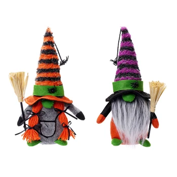 2 KOS noč Čarovnic Doma Ročno Gnome Plišastih Halloween Dekoracijo Za Dom Ročno Brezosebna Lutke Gnome Okraski Srčkan Elf Dekor