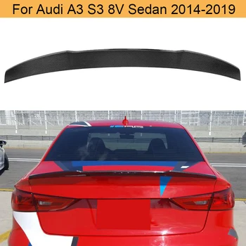 Ogljikovih Vlaken Avto Zadaj Prtljažnik Lip Spojler Blatnik za Audi A3 Standard S3 Limuzina 4 Vrata 2013 - 2016 Zadaj Krilo Škorenj Lip Spojler