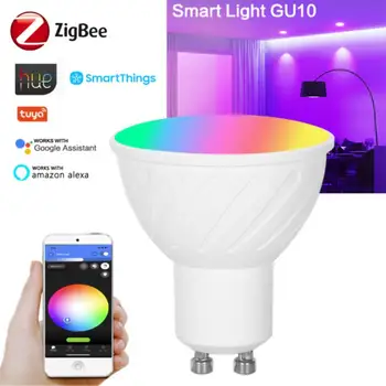 1PC Zigbee 3.0 GU10 5W RGBCW Smart LED Lučka Pozornosti Žarnice Delo S Pametno Življenje Alexa Doma Pomočnik Pametni Dom