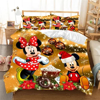 Božič Mickey Minnie Posteljnina Nabor Rjuhe Kritje Prevleke Domačega Tekstilnega Odrasle Otroke Darilo Kraljica Kralj Velikost Set Posteljnine