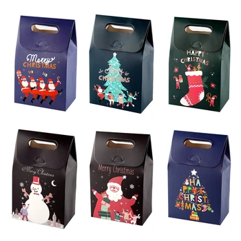 4 Kos Ročno Piškotkov Božič Embalaža Polje Santa Claus Snežaka Počitnice Božič Stranka Uslug Zavijanje Candy Bag Kraft