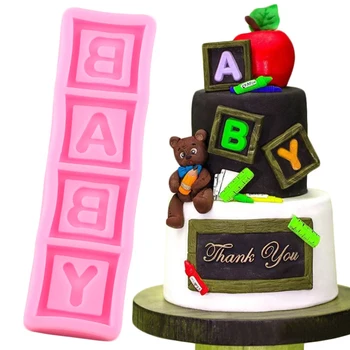 Baby Črke Silikonsko Plesni Otroka Rojstni Dan Cupcake Pokrivalo Fondat Plesni Torta Dekoraterstvo Orodja, Sladkarije, Čokolada Gumpaste Kalupi