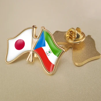 Japonska in Ekvatorialna Gvineja Prečkal Dvojno Prijateljstvo Zastav broške Broška Značke