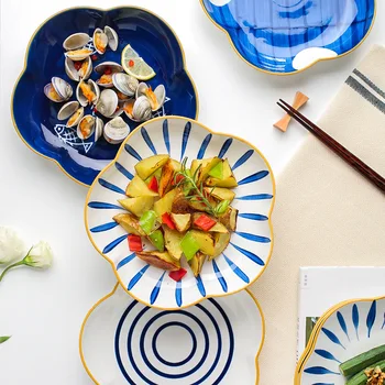 Japonski ploščo jed jed družino osebnost keramično ploščo solata ploščo posebno oblikovan cvet ploščo