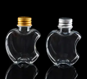 600 x 45ml Apple Oblike Plastičnih Korist Steklenice z Zlato & Srebrna Pokrov Večfunkcijsko Brezalkoholnih Pijač Paket Jar Posodo SN1055