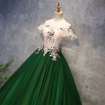 100% resnična cosplay zelena ogrlicom beading poševnica ovratnik žogo obleke srednjeveško obleko Renaissance obleke Viktorijanski queen Belle Žogo obleke