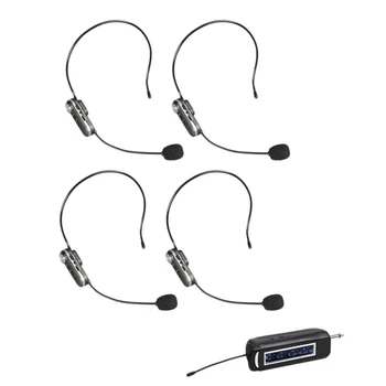 UHF Brezžični Mikrofon Slušalke 4 Channel Brezžične Slušalke, Mikrofon PA Za Sistem Poučevanja Fitnes Zvočnik