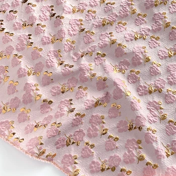visoke kakovosti tkanine Pink rose zlata barvana preja olajšave jacquardske telas Obleko zabuhle Krilo Dekle Krilo vrečko costura