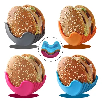 Zložljive Silikonski Hamburger Imetnik Pisane Kuhinjski Pribor za enkratno uporabo Živil Kuhanje Anti-spustite Polje Stroj Pripomočke