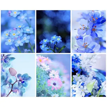 CHENISTORY Barvanje Z Številkami Modro Cvetje Sklopi Risanje Platno Handpainted Diy Olje Slike S Številkami Obrtni Dom Dekor