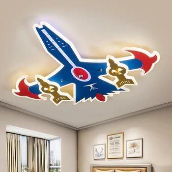 Ustvarjalne risanka otroški sobi lučka fant spalnica modra borec stropne svetilke ustvarjalne zrakoplova, zaščito za oči, stropne svetilke
