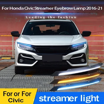 1Pair Avtomobilski Žarometi Obrvi Dekoracijo Dinamičen Zavoj Signal, LED Luči DRL Za Honda Civic 2016-2021