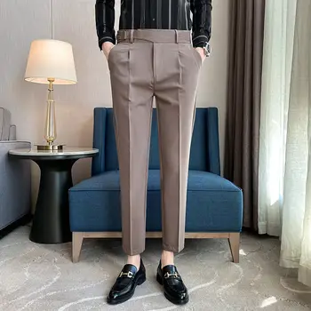 2022 Nove Priložnostne Poslovna Obleka Hlače Moški Slim Fit Mens Obleko Hlače Modni Formalni Družbeni Naravnost Hlače Moški Oblačila D88