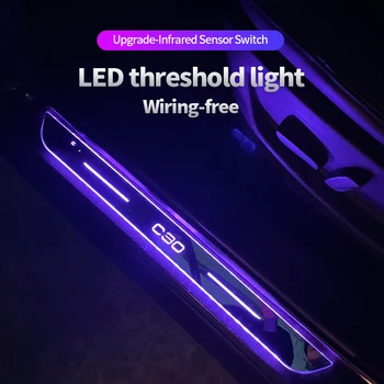 Akril USB Power Gibljejo LED Dobrodošli Pedal Avto Izvažajo Ploščica Pedal Vrata Polico Pot Svetlobe Za Volvo C30 C 30 avto Auto Dodatki