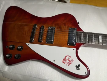 Kitajski kitara tovarne po meri, nove Naravnega lesa rjavo rdeče kitara Firebird električno kitaro, ki je na zalogi, 62