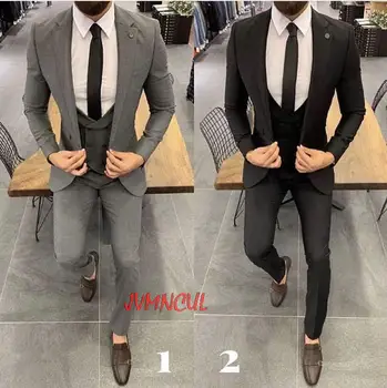 2022 Moških Poročno Obleko Moški Jopiči Slim Fit Moški Poslovnih Formalno Stranko Klasičnih Sivo Črn smoking Moške Obleke